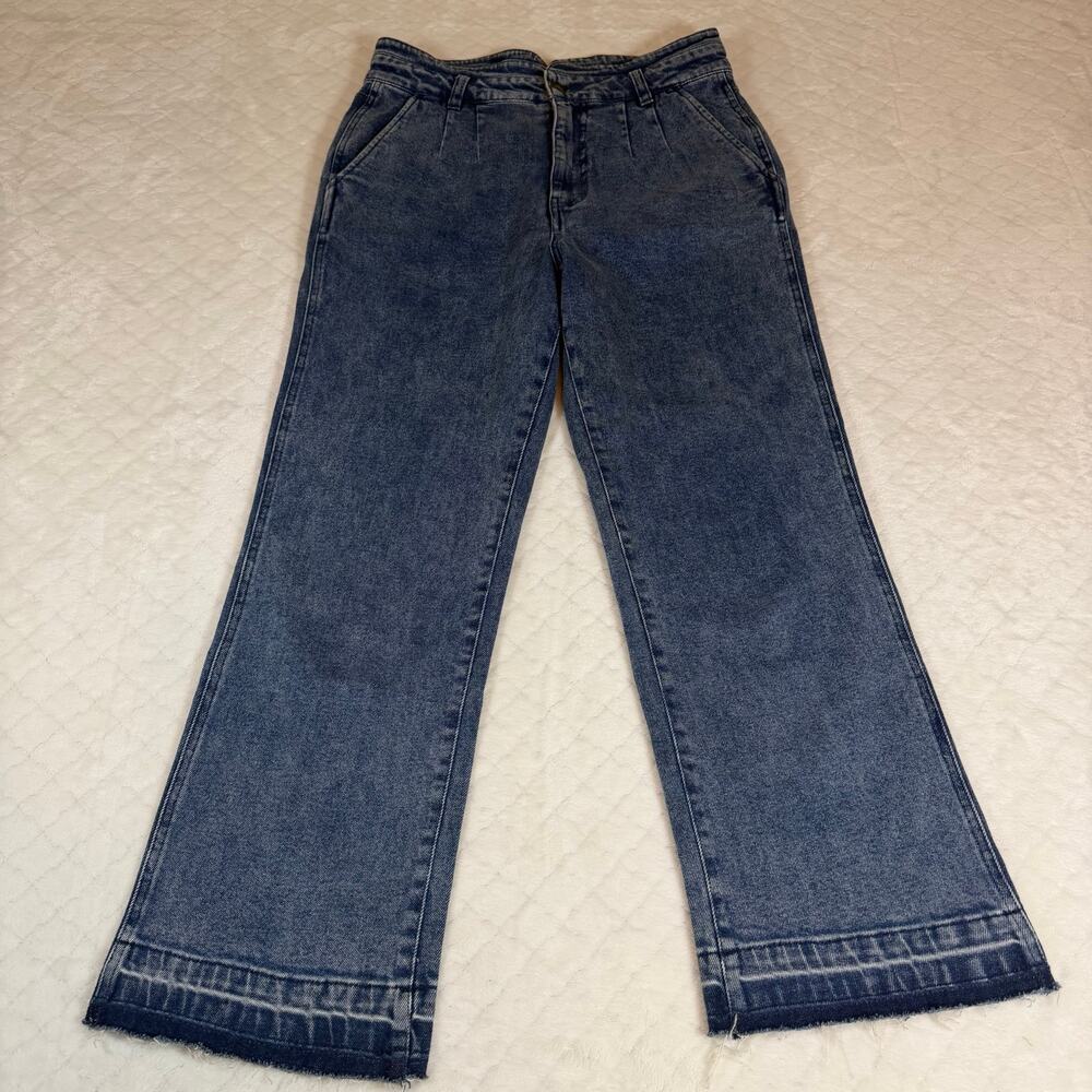 Faherty Pleated High Rise Paperbag Waist Denim Jeans size 30 Excellent condition